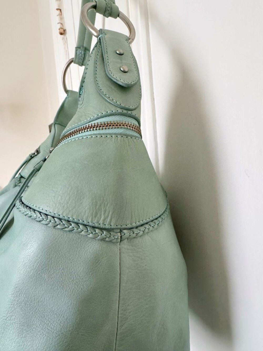 SIGRID OLSEN Aqua Sea Green Blue buttery Leather Hobo Purse NEW WITHOUT TAGS - Picture 4 of 11